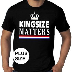 Zwart Kingsday / Koningsdag Kingsize Matters grote maten shirt heren - Oranje kleding