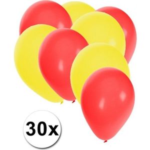 30x ballonnen - 27 cm - rood en gele versiering