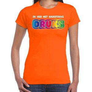 Bellatio Decorations Foute party t-shirt dames - Ik heb het hartstikke druks - oranje - carnaval