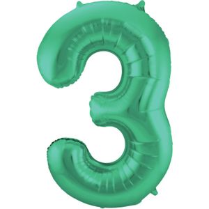 Folat Folie cijfer ballon - 86 cm groen - cijfer 3 - verjaardag leeftijd