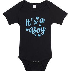 Its a boy gender reveal cadeau tekst baby rompertje zwart jongens - Kraamcadeau - Babykleding