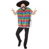 Partychimp Mexicaanse poncho - regenboog kleuren - one size - Verkleedkleding voor volwassenen
