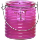 Set van 3x stuks citronella anti muggen kaarsen windlicht blauw, roze en rood 20 branduren