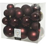 52x stuks kunststof kerstballen mahonie bruin 6-8-10 cm - Onbreekbare plastic kerstballen