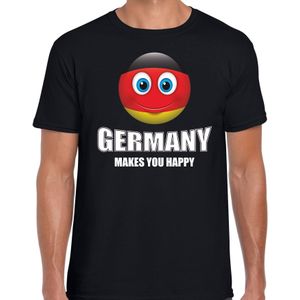 Germany makes you happy landen t-shirt Duitsland met emoticon - zwart - heren -  Duitsland landen shirt met Duitse vlag - EK / WK / Olympische spelen outfit / kleding