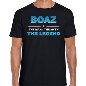 Naam cadeau Boaz - The man, The myth the legend t-shirt  zwart voor heren - Cadeau shirt voor o.a verjaardag/ vaderdag/ pensioen/ geslaagd/ bedankt