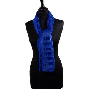 Pailletten sjaal - blauwe - Disco - Glitter - Blauwe Toppers verkleed/carnaval accessoires