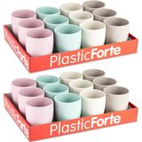 Plasticforte 24x Gekleurde drinkbekers/mokken - kunststof - 375 ml - onbreekbaar - Limonade bekers