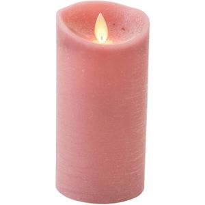 3x Antiek roze LED kaars / stompkaars 15 cm - Luxe kaarsen op batterijen met bewegende vlam