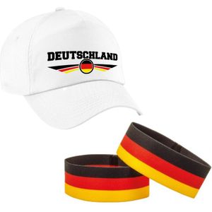 Duitsland supporter set - 1x baseballcap en 2x vlaggen armbanden
