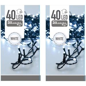 2x stuks kerstverlichting helder 40 lampjes - voor buiten en binnen - boomverlichting