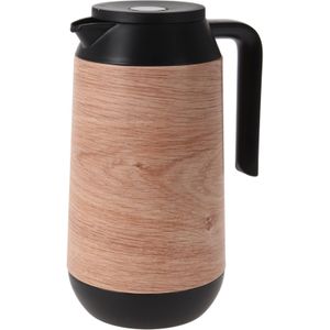 1x Koffie/thee thermoskan houtlook 1000 ml - Isoleerkannen voor warme / koude dranken