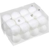 36x stuks kerstversiering witte sneeuw effect kerstballen 5 en 7 cm - Pakket - Kunststof kerstballen