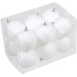 36x stuks kerstversiering witte sneeuw effect kerstballen 5 en 7 cm - Pakket - Kunststof kerstballen