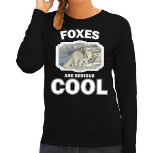 Dieren vossen sweater zwart dames - foxes are serious cool trui - cadeau sweater poolvos/ vossen liefhebber