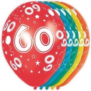 5x stuks 60 Jaar thema versiering helium ballonnen 30 cm - Leeftijd feestartikelen en versieringen