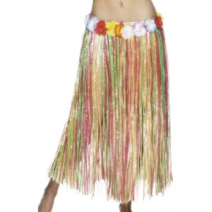 Gekleurde Hawaii theme stroken rok 80 cm - Carnaval verkleed kleding