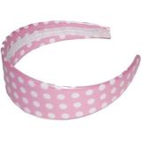 Rock n Roll diadeem/haarband - roze met witte stippen - one size - Verkleed accessoires