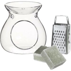Ideas4seasons Amberblokjes/geurblokjes cadeauset - jasmijn - inclusief geurbrander en mini rasp