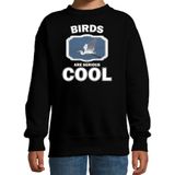 Dieren vogels sweater zwart kinderen - birds are serious cool trui jongens/ meisjes - cadeau grote zilverreiger/ vogels liefhebber - kinderkleding / kleding