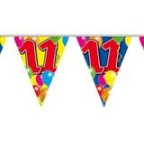 Folat - Verjaardag 11 jaar feest thema set 50x ballonnen en 2x leeftijd print vlaggenlijnen