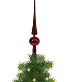 Kunststof kerstboom piek rood 28 cm - Kunststof pieken - Kerstversiering rood