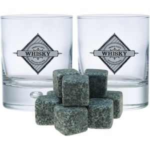 Durobor whiskyglazen - 6x stuks van 290 ml - 9x whisky ijsblokstenen