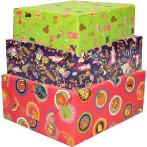 Setje van 6x rollen Sinterklaas inpakpapier/cadeaupapier 2,5 x 0,7 meter in 3 soorten prints