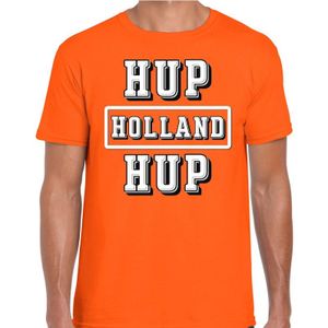 Oranje / Hup Holland Hup supporter t-shirt oranje voor heren - Nederlands elftal fan shirt / kleding