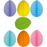 7x stuks hangende gekleurde paaseieren van papier 10 cm - Paas/pasen thema decoraties/versieringen - Honeycombs