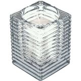 4x Transparante glazen kaarsenhouders met kaars 7 x 10 cm 24 branduren - Geurloze kaarsen - Woondecoraties