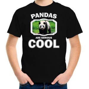 Dieren pandaberen t-shirt zwart kinderen - pandas are serious cool shirt  jongens/ meisjes - cadeau shirt grote panda/ pandaberen liefhebber - kinderkleding / kleding