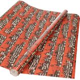 1x Rollen Sinterklaas kadopapier print donkerrood  2,5 x 0,7 meter op rol 70 grams - Luxe papier kwaliteit cadeaupapier/inpakpapier - Sint en Piet