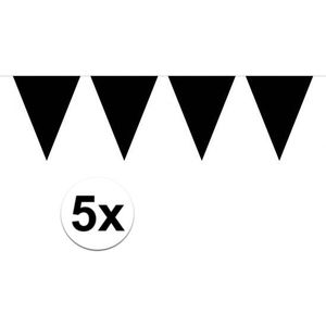 5x Vlaggenlijnen XL zwart 10 meter