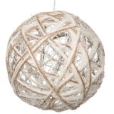 Anna Collection verlichte draad kerstballen - 2x -jute - D15 cm - 10 leds