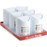 Plasticforte Mini prullenbakje - wit - kunststof - met klepdeksel - keuken aanrecht/tafel model - 1,4 Liter - 12 x 17 cm