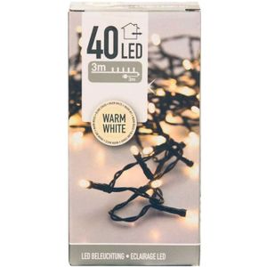 Bellatio decorations Kerstboomverlichting - warm wit - 40 LEDs - 3 m