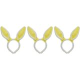 3x Wit/gele Paashaas oren verkleed diademen voor kids/volwassenen - Pasen/Paasviering - Verkleedaccessoires - Feestartikelen