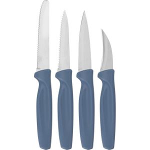 12-delige RVS messenset met blauw kunststof handvat - Keukengerei - Messen/mesjes - Keukenmessen - Schilmes