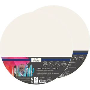 Canvas schilderij doek/paneel - 2x - schilderdoeken - rond - wit - D30 cm - Hobby schilderen