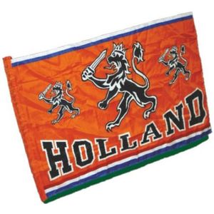 Oranje Holland thema vlag van 70 x 100 cm. Koningsdag of Nederland fans supporters feestartikelen