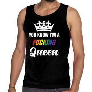 Zwart You know i am a fucking Queen gay pride tanktop / mouwloos shirt heren