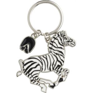 Metalen zebra sleutelhanger 5 cm - Dieren cadeau artikelen - Zebras