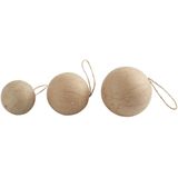 12x hobby/DIY papier mache kerstballen aan touwtje - Kerstballen maken - Knutselen basis materialen/hobby materiaal