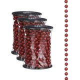 3x stuks kralenslingers kerstboom slingers/guirlandes rood 500 cm - Kerstversiering kerstslingers