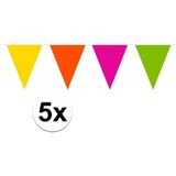 5x Gekleurde vlaggenlijn van plastic 10 meter