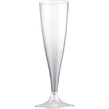 30x Champagneglazen/Flutes 14 Cl/140 ml van Kunststof met Transparante Voet - Herbruikbaar