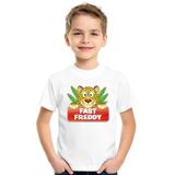 Fast Freddy t-shirt wit voor kinderen - unisex - luipaarden shirt - kinderkleding / kleding