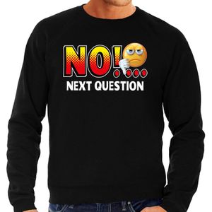 Funny emoticon sweater No next question zwart voor heren - Fun / cadeau trui