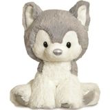 Aurora pluche knuffeldier husky hond - grijs/wit - 20 cm - honden thema speelgoed